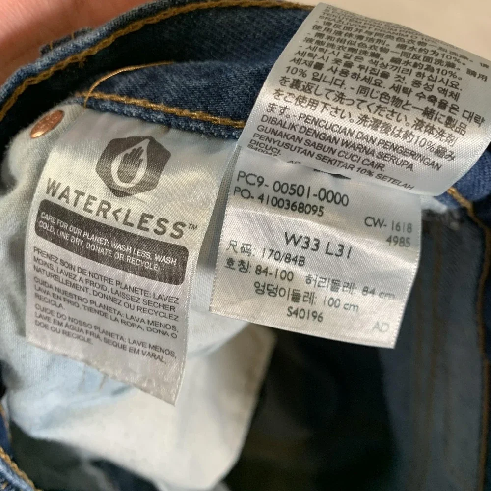 Levis 501 Jeans Mens 33x31 (32x29) Blue Button Fly Original‎ Fit Straight Leg